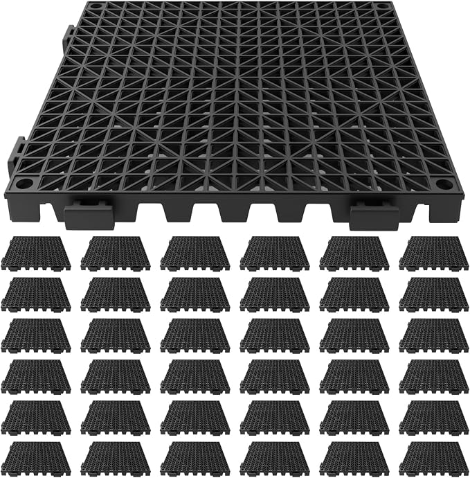 Tioncy 36 Pcs Bar Countertop Supplies Interlocking Mats 12 x 12 Inch Black by Tioncy