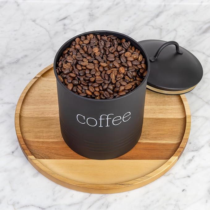 AuldHome Design Enamelware Black Coffee Canister; Modern Farmhouse Style Coffee - Image 7