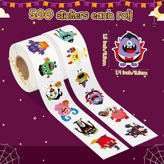 Haooryx Halloween Monster Sticker Rolls - Image 3