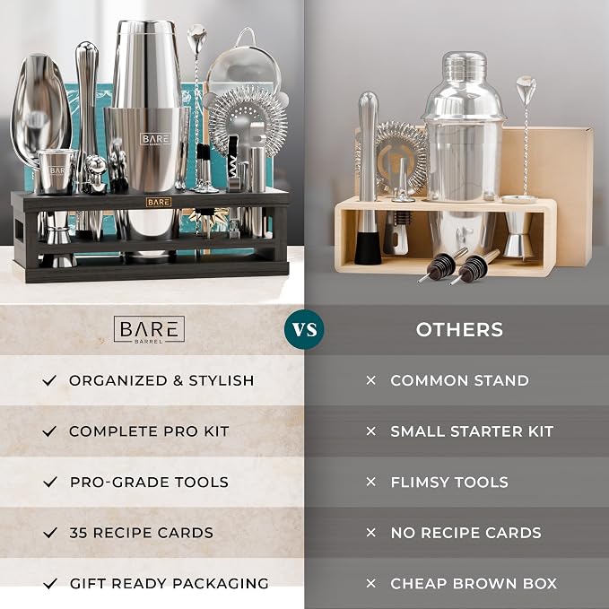 BARE BARREL® Mixology Bartender Kit Bar Set | 16-Piece Cocktail Shaker Set | - Image 6