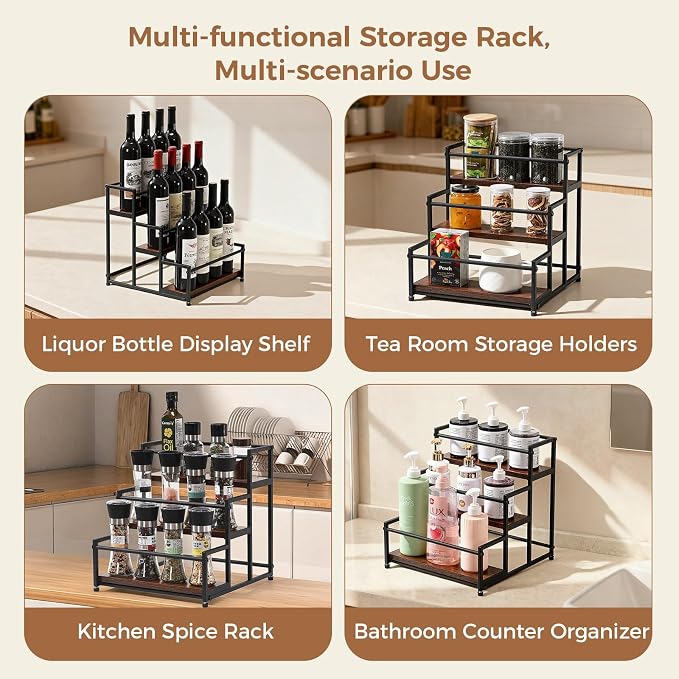 Coffee Syrup Rack Organizer, 3-Tier 12 Syrup Bottles Holder Stand - Image 8