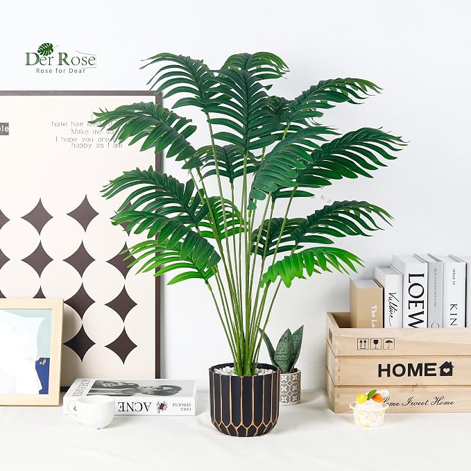 Der Rose Fake Palm Tree Large Artificial Potted Monstera Plants Indoor - Image 2