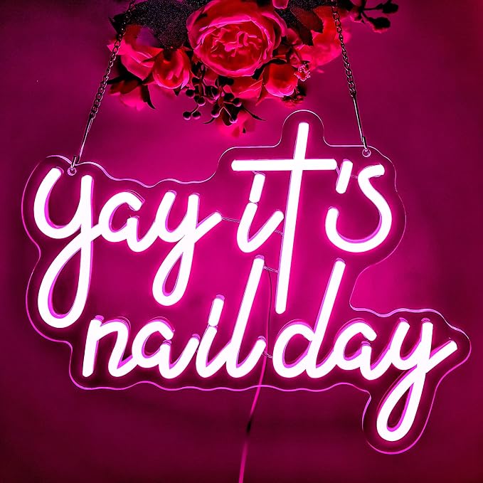Yay It's Nail Day Neon Sign for Wall Decor Neon Light for Salon Bar Beauty Room by BlecodeNeonSign