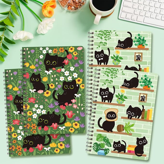 B1ykin Black Cat Floral Spiral Notebooks - Image 4