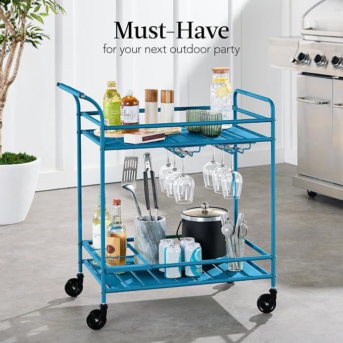 Best Choice Products Rolling Bar Cart, Mobile Home Bar Serving Cart, Serving - Image 3