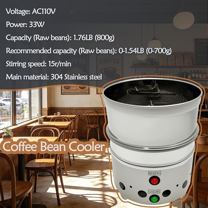 Self-Stirring Coffee Bean Cooler, 110v Electric Rapid Cooling Machine 1.76LB - Image 2