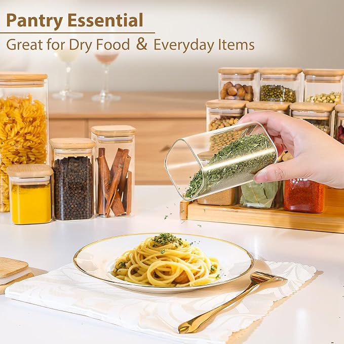 TBWIND 12 Pack 8 oz Square Glass Spice Jars - Image 5