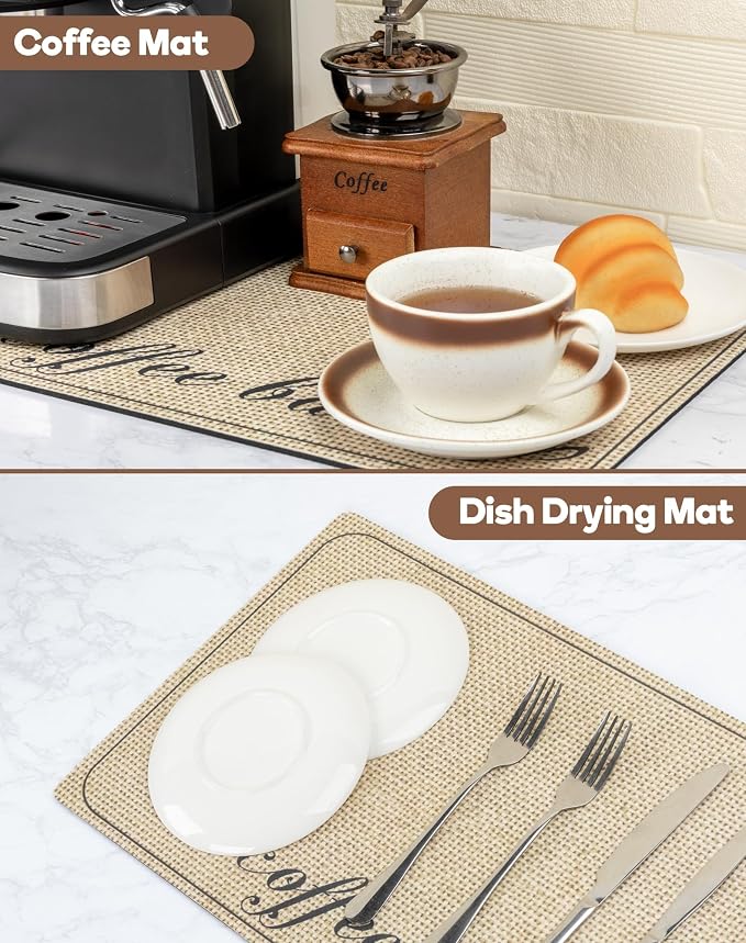 SUEH DESIGN Coffee Mat, Absorbent Dish Drying Mat 19.6 x 11.8 in Quick Dry - Image 6