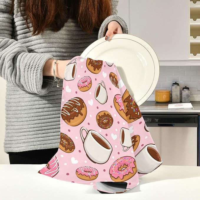 YETTASBIN Donut Coffee Kitchen Dish Towel 4 Pack, Soft Absorbent Dishcloths - Image 6