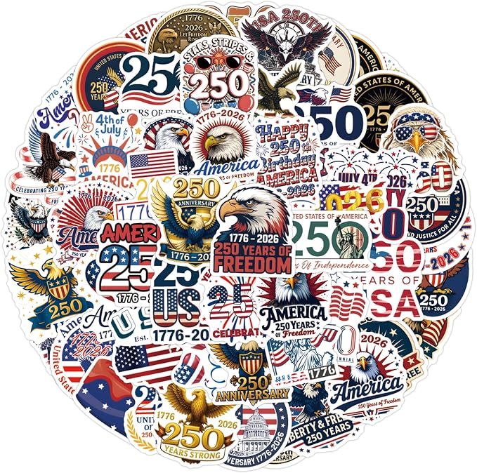 110PCS 250 Anniversary USA Stickers, America 250 Patriotic Vinyl Decals Set - Image 7