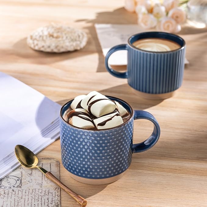 GBhome 12 OZ Stackable Coffee Mugs, Ceramic Coffee Mugs - Image 6