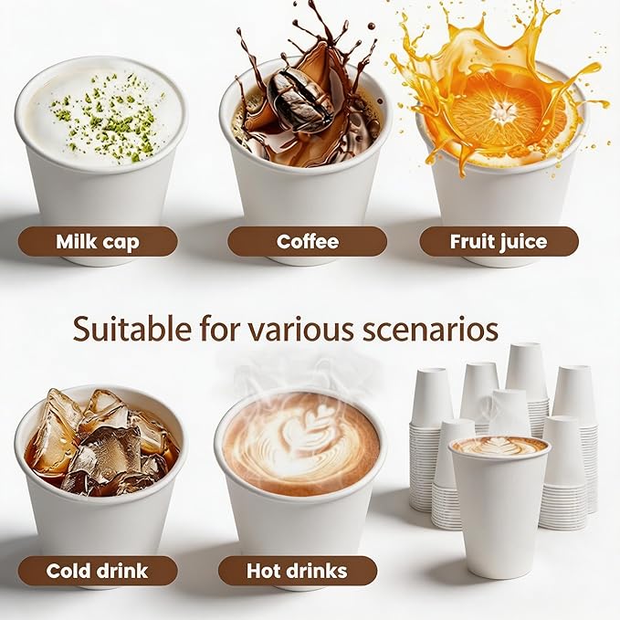 MOUMOULIFE Disposable Paper Coffee Cups 12 oz 300 Count Bulk, Leak-Proof White - Image 6