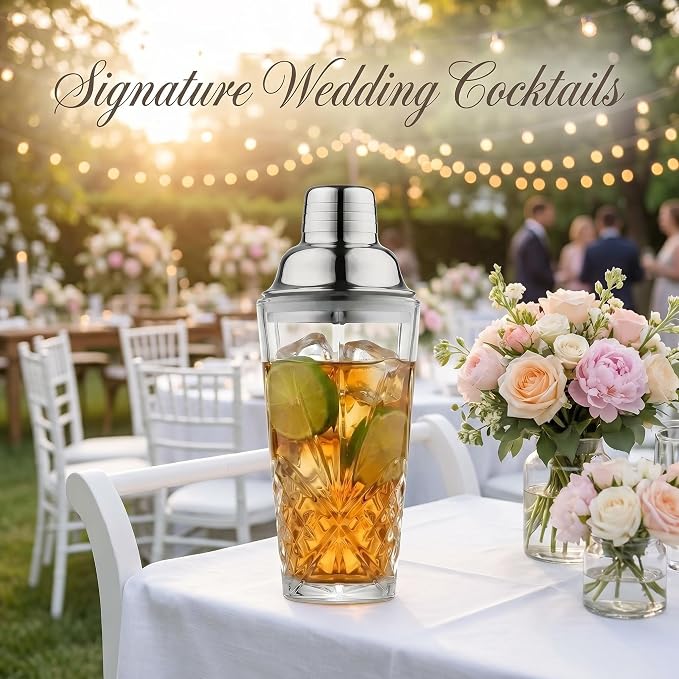 15oz Cut Crystal Cocktail Shaker, #304 Stainless Steel, Dishwasher Safe - Image 4