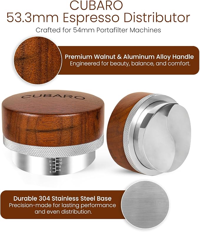53.3mm Espresso Distributor 54mm – Adjustable Depth Coffee Leveler & - Image 4