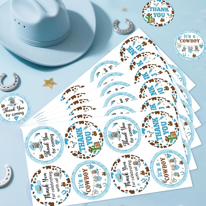 Serencatcher 10 Sheets Cowboy Baby Shower Stickers, Western Cowboy Baby Shower - Image 4