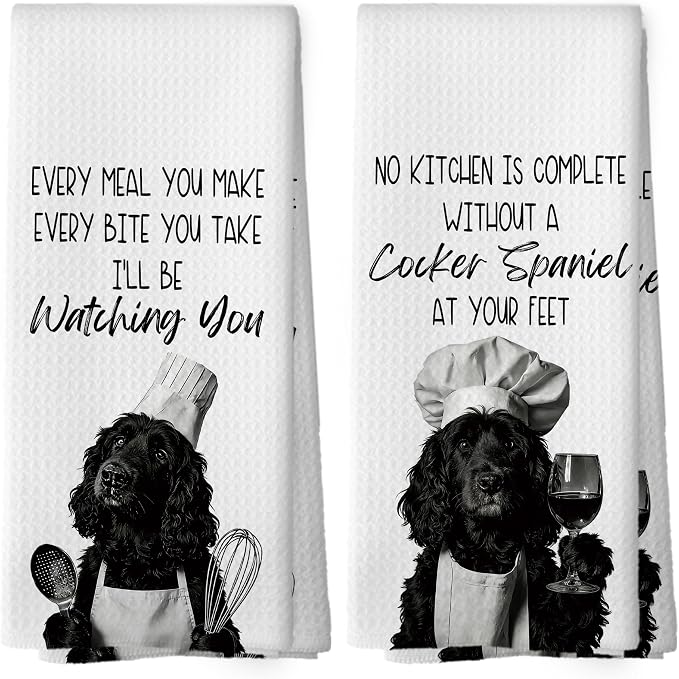 Cocker Spaniel Kitchen Towels Set of 2, Dog Kitchen Accessories, Bar Decor by Mcehtle