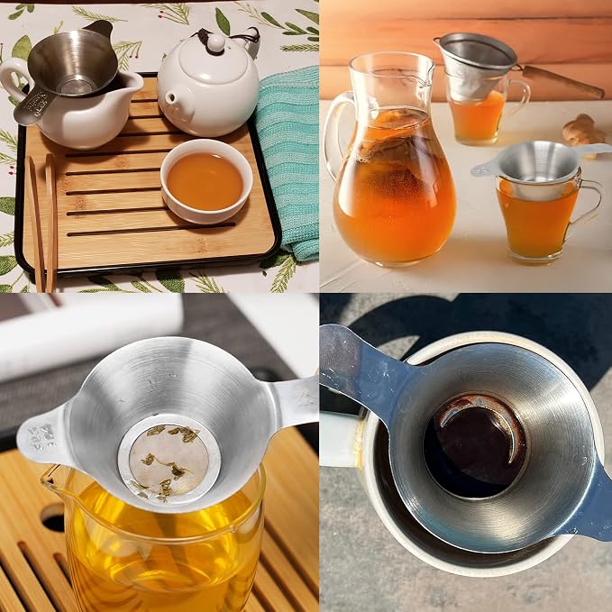 Honbay 2PCS Different Size 304 Stainless Steel Mini Strainer Fine Mesh Tea - Image 4