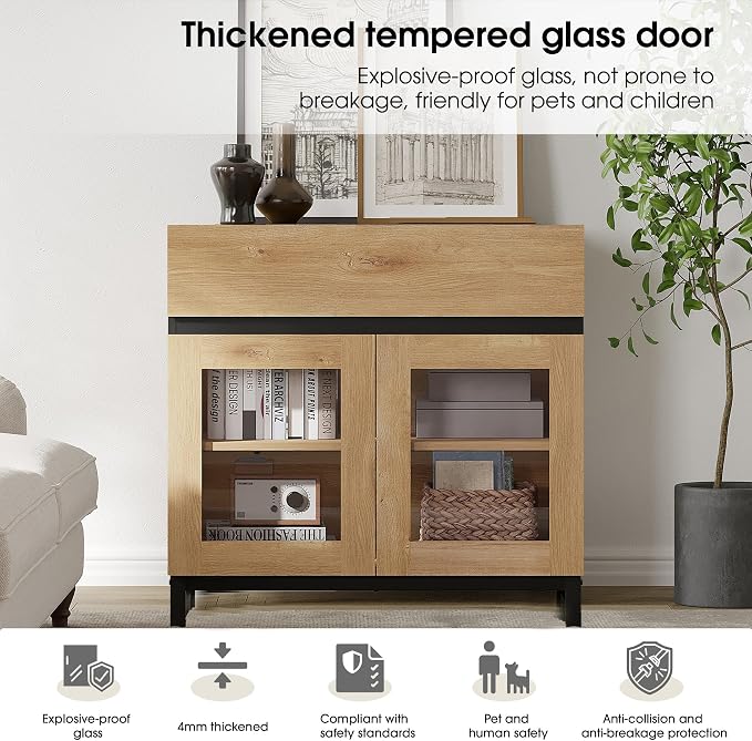 WAMPAT Sideboard Buffet Cabinets, Modern Credenza Sideboard - Image 3
