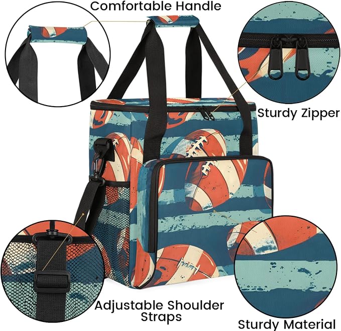 American Football Coffee Maker Carring Bag, Large Insulated Storage Organizer - Image 6