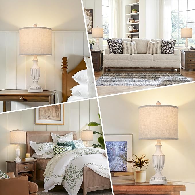 TOBUSA 22“ Farmhouse Table Lamps Set of 2, Antique Bedside Desk Lamps - Image 7