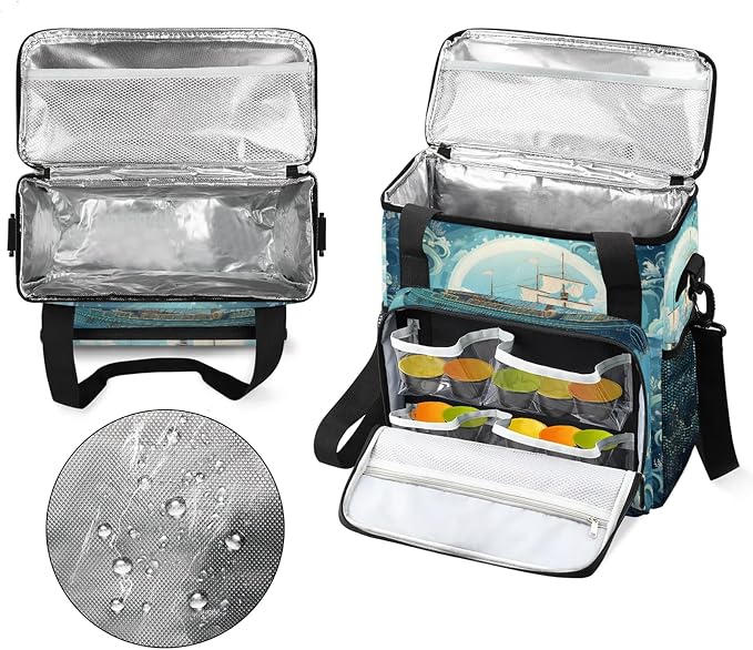 Nautical Old Ship On The Ocean Coffee Maker Carring Bag, Large Insulated - Image 3