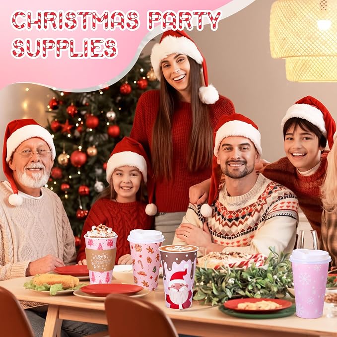 Mimorou 60 Pack Pink Christmas Coffee Cups - Image 6