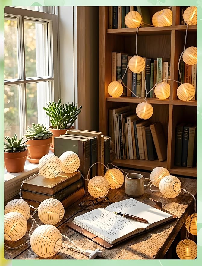 White Lantern String Lights Plug in, 8.5Ft Hanging Indoor Decorative String - Image 5