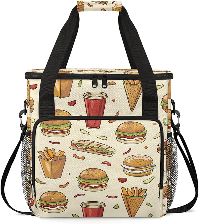 Fast Food Hamburger Coffee Maker Carring Bag, Large Insulated Storage Organizer by Home