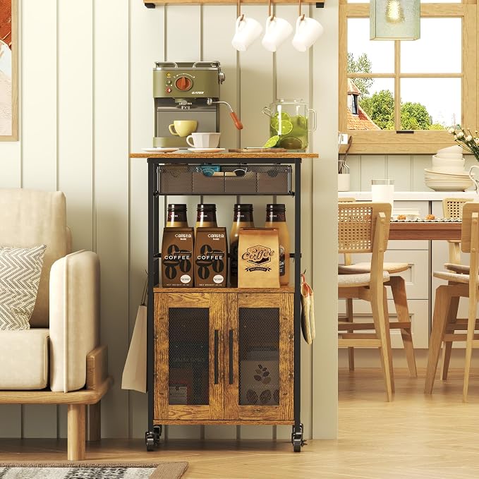 3 Tier Slim Rolling Coffee Cart - Image 9