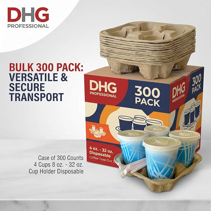 Case of 300 Counts 4 Cups 8 oz. - 32 oz. Cup Holder Disposable Coffee Take Out - Image 5