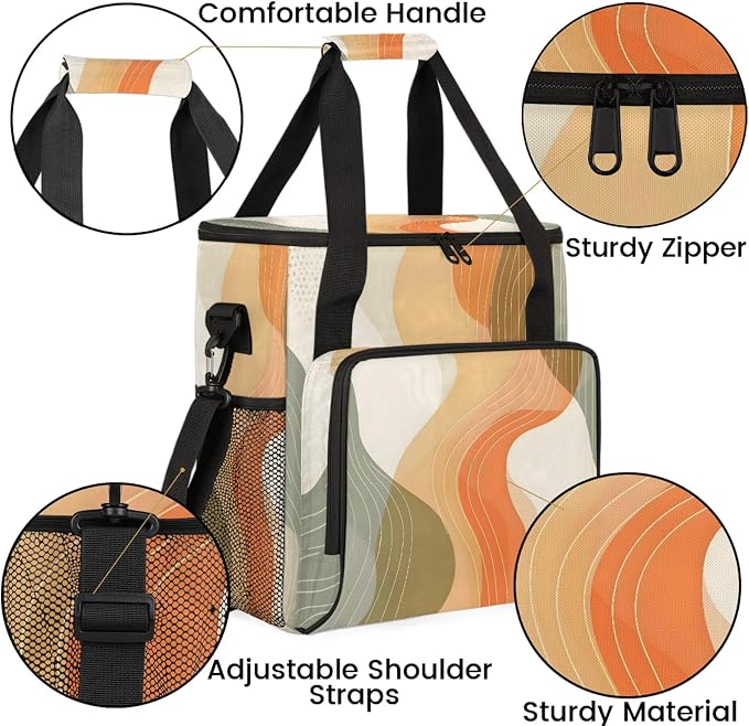 Abstract Aesthetic Coffee Maker Carring Bag, Large Insulated Storage Organizer - Image 6