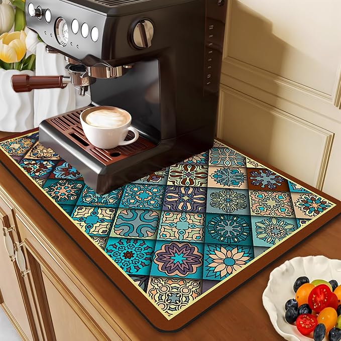 Coffee Mat, 16 x 24 inch Coffee Maker Mat by Vmogeicons