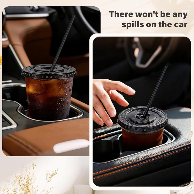 tchrules 100 Set 12oz Black Plastic Cups - Image 7