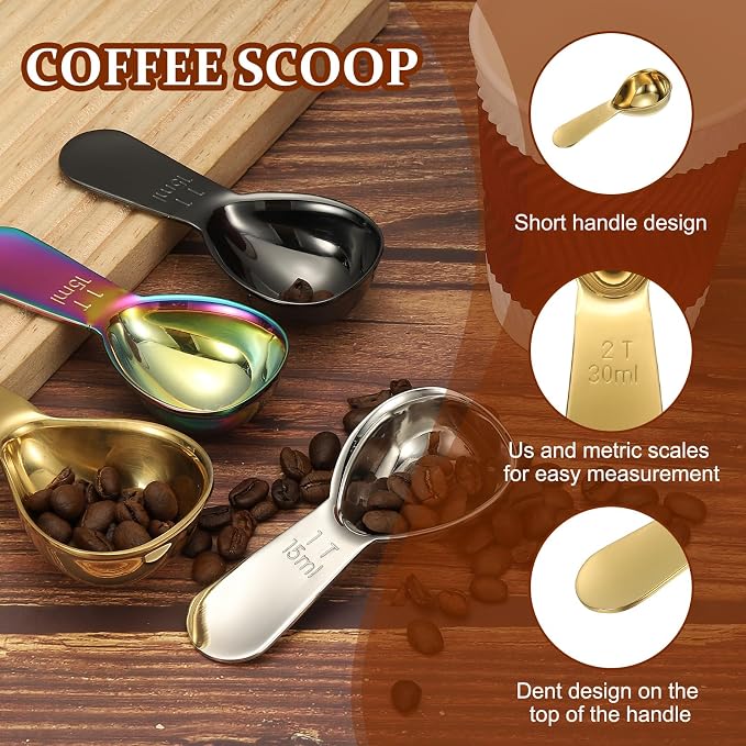 uxcell 4Pcs Stainless Steel Coffee Scoop, 30ml Short Handle Measuring Spoon - Image 3