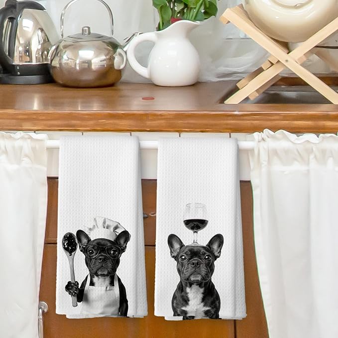 Funny French Bulldog Hand Towels, French Bulldog Gifts - Image 2