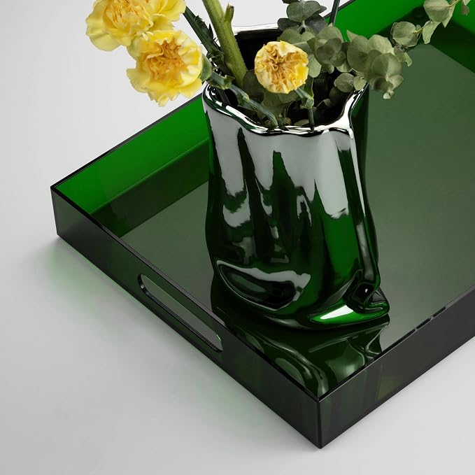 16"x12" Large Acrylic Serving Tray Decorative Ottoman Coffee Table Vanity Tray - Image 6