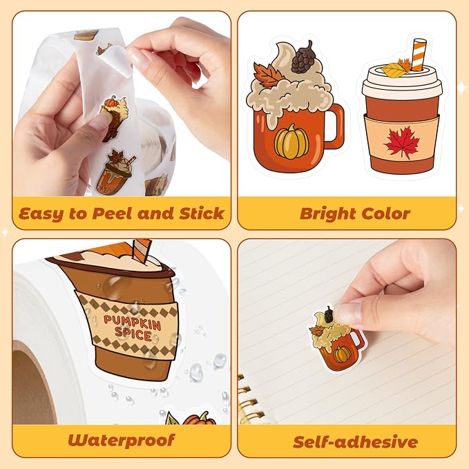 Haooryx Fall Coffee Sticker Roll - Image 3