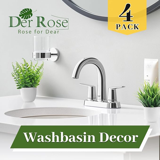 Der Rose 4 Pack Small Fake Plants in Pots, Faux Plants Indoor - Image 4