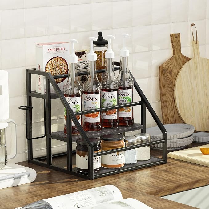 Coffee Syrup Rack Organizer, 3 Tier Countertop Storage Shelves, Kitchen Storage - Image 2