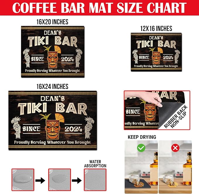 THUYPT Personalized Tiki Bar Mat, Dish Drying Mat - Image 2