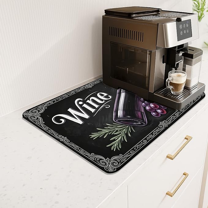 Wine Inspired Dish Drying Mats for Kitchen Counter, Vintage Black Grapes - Image 6