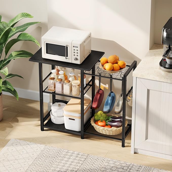 HOOBRO Bakers Rack with Power Outlet, Microwave Stand with Pots Rack, Kitchen - Image 5