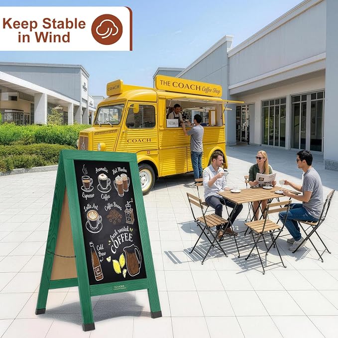 Wood Magnetic A-Frame Chalkboard Signs, Double-Sided Sidewalk Blackboard - Image 6
