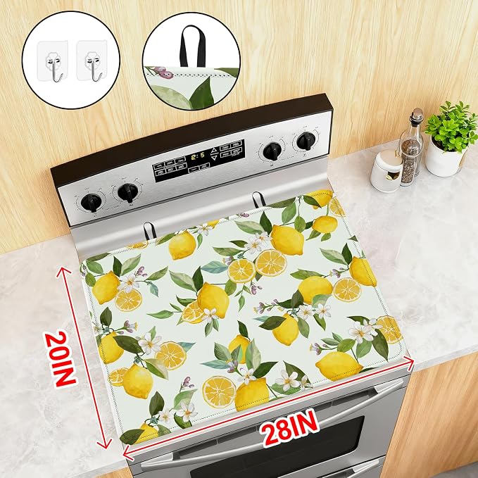 Lemon Fruits Induction Cooktop Protector Mat 28x20 Inch, Heat Resistant Non - Image 2