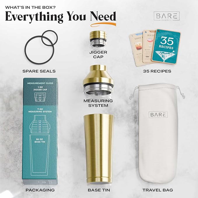 BARE BARREL Insulated Cocktail Shaker Set | Double Wall Stainless Steel | - Image 6