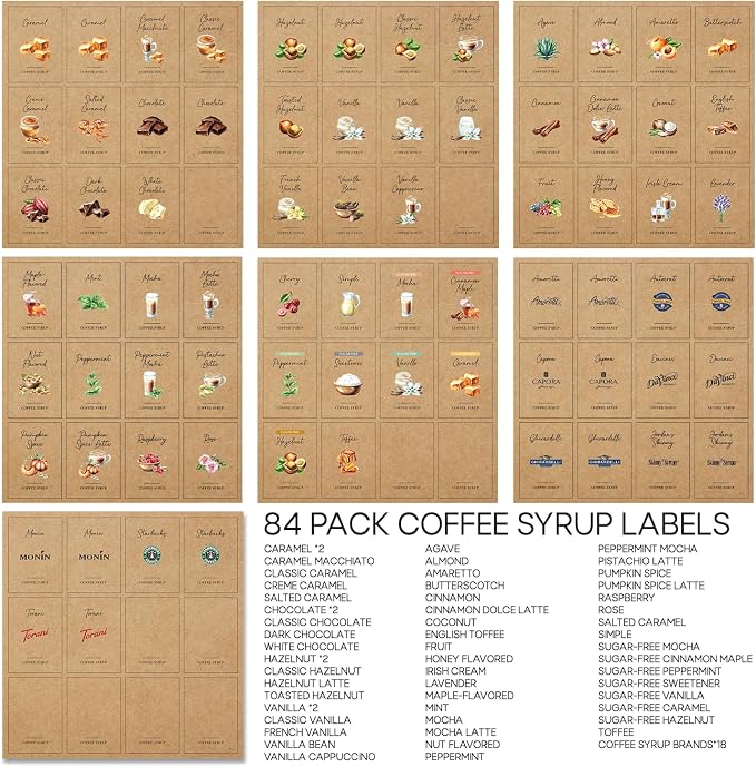 BIROYAL 84 Vintage Coffee Syrup Labels - Image 3