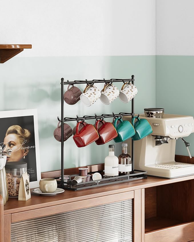 OROPY Coffee Mug Holder for Countertop, 14-Hook Mug Tree Rack for 14 Cups - Image 2