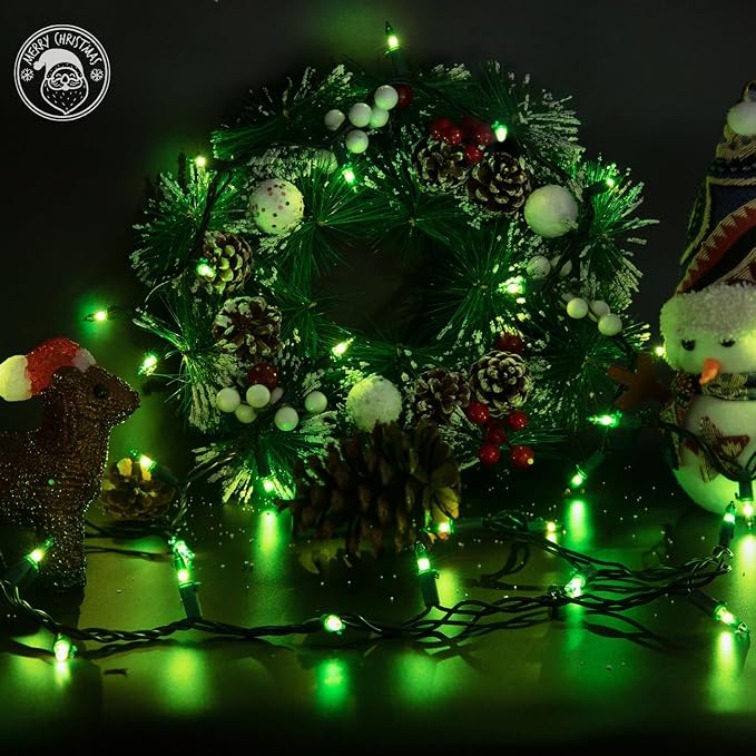 13FT 50-Count Green Christmas Lights, Incandescent Mini String Lights - Image 9