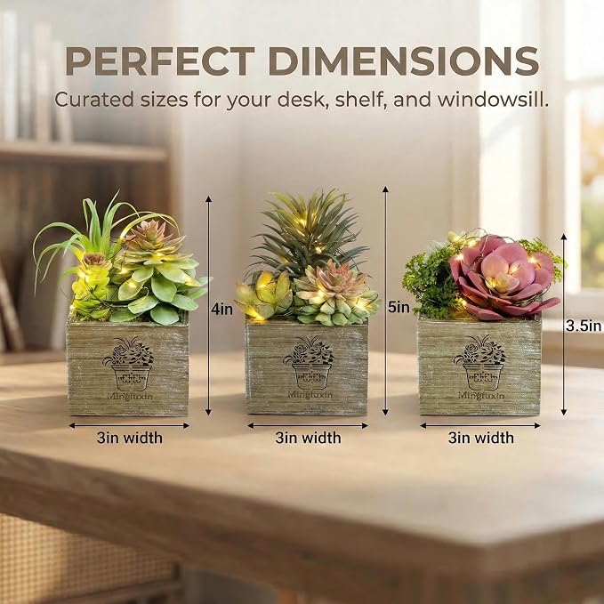 Small Fake Plants, 3 Packs Mini Succulent Plants Artificial - Image 4