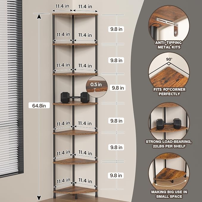 Corner Plant Stand Shelf, 7 Tier Tall Plant Stand - Image 6